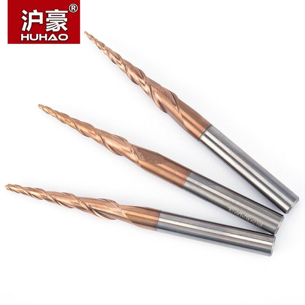 1pc HRC55 Tungsten Solid Carbide Coated Taper Cone Tapered Ball Nose End Mill Cutter D4-D10mm Engraving Bit