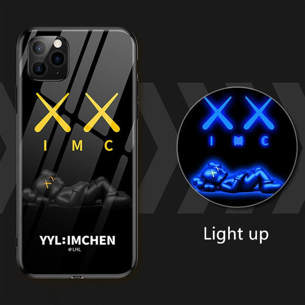 9H Glass 6 color LED Change Mobile Phone Protective Case for IPhone11 Pro Max X XS XR 8 7 6 6S