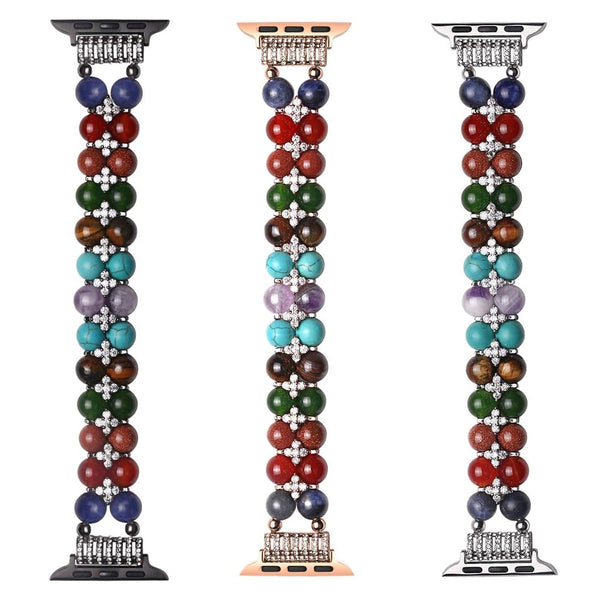 Beaded Jewelry Wristband Strap for Apple Watch Band 38mm/40mm/42mm/44mm Women Stretchy Bling Bracelet For Iwatch SE Series 6/5/4/3