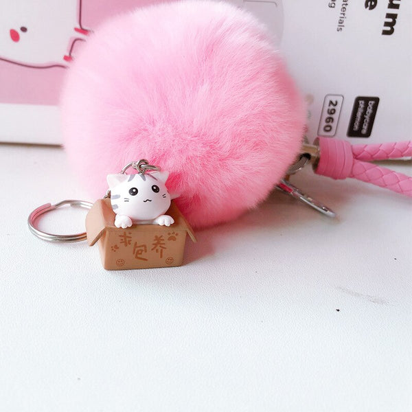 Cute Little Box Cat KeyChain Keyring Animal Jewelry Dating Anniversary Gift