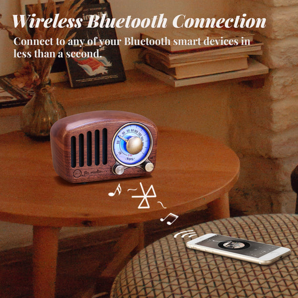 Retro Style Wood Speaker FMSD MP3 Radio Bluetooth5.0 Strong Bass Enhancement
