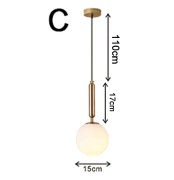 Nordic Pendant Lights Glass Gold Ball LED Hanging Lamp for Bedroom Living Room