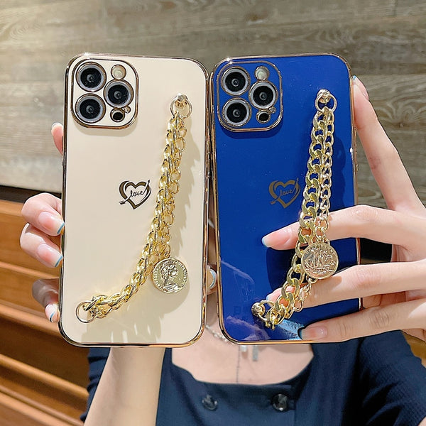 Chain Phone Case Cover For iPhone X XR XS Max 7 8 Plus Soft Silicone Cover Cases For iPhone 11 Pro Max 8 7 6 6S Plus