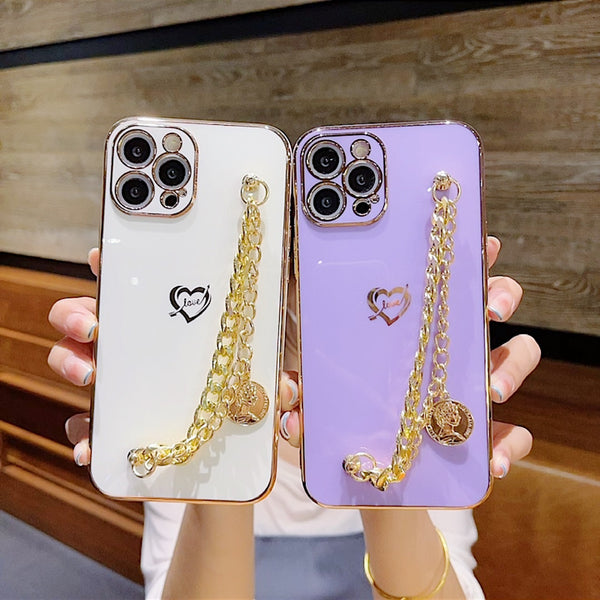 Chain Phone Case Cover For iPhone X XR XS Max 7 8 Plus Soft Silicone Cover Cases For iPhone 11 Pro Max 8 7 6 6S Plus