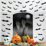 24/48pcs Halloween Decoration 3D Black PVC Bat Halloween Party DIY Decor Wall Sticker