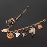 Skeleton Head Gothic Punk Charm Pumpkin Spider Bracelet Holloween Bracelet