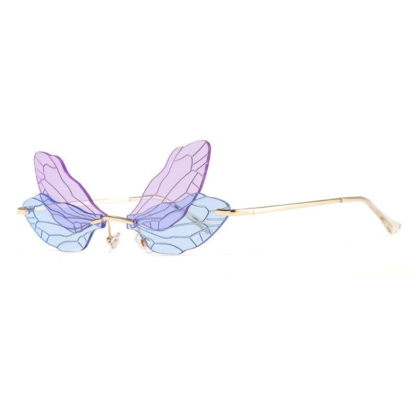 Men Women Metal Frameless Anti-Reflective Funny Butterfly Sunglasses Party Supplies