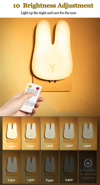 Cute Rabbit Remote Control LED Wall Night Light