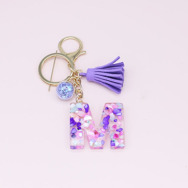 Cute Creative Letter Alphabet Crystal Clear Keychain