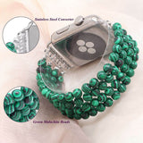 Green Jewelry Beads Watchband for Apple Watch Band iWatch 7 SE Series 6 5 4 3 2 1 Watch Strap Women Bracelet