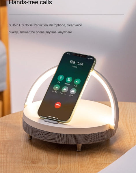 Wood Bluetooth Speaker Wireless Chargers with LED lamp and Mobile Phone Holder