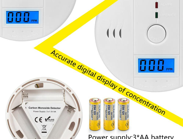 85dB Warning High Sensitive LCD Photoelectric Independent CO Gas Sensor Carbon Monoxide Poisoning Alarm Detector