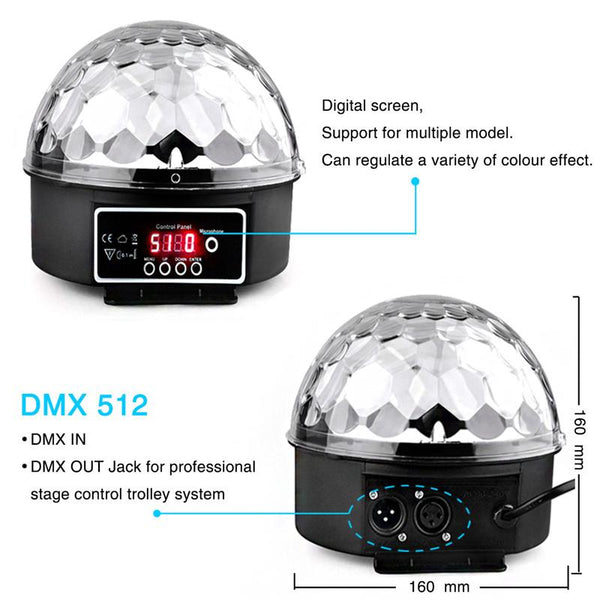 Crystal Magic Ball Led Stage Lamp 9 Colors 27W 21 Mode Disco Laser Light