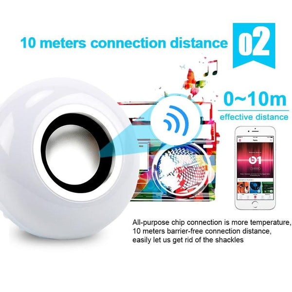 Smart E27 RGB Bluetooth Speaker Dimmable Wireless LED Bulb 12W Music Playing with Remote Control