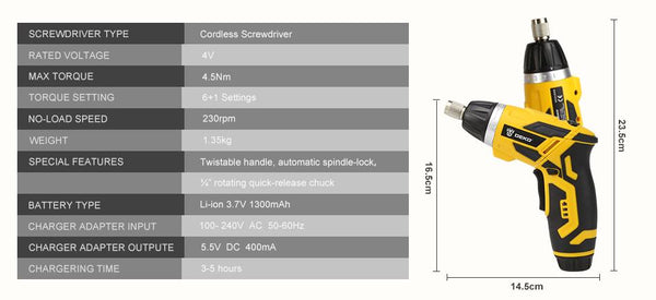 Household Lithium-Ion Rechargeable Drill/Driver Power Gun Tools Cordless Electric Screwdriver LED Light BMC-DEKO GCD3.6DKB