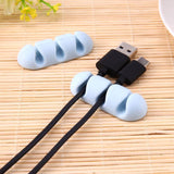 2Pcs Office Desk Cable Organizer Adhesive Silicone Wire Lead USB Charger Cord Winder Home Table Storage Holder Accessory Supply