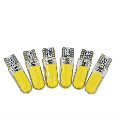 10PCS T10 W5W LED car interior light COB silicone auto Signal lamp 12V 194 501 Side Wedge parking bulb for lada car styling