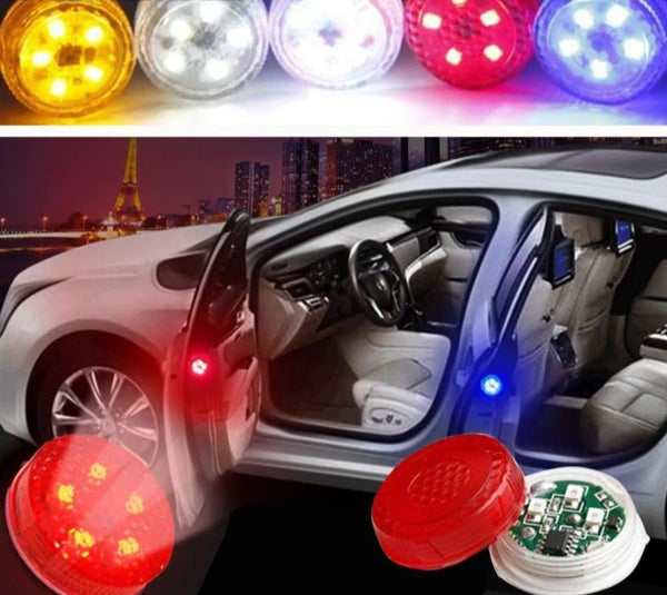 Wireless 2PCS LED Flash Light Car Door Warning Light Automobile Magnetic Induction Automatic LED Door Light Signal Lamp
