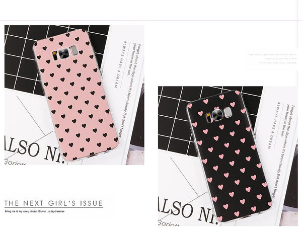 Lovely Heart Pattern Case Cover for Samsung Galaxy S5 S6 S7 Edge S8 S9 J7 Plus Note 8