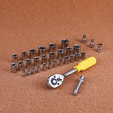 128 Pcs Socket Wrench Tool Set Auto Repair Mixed Tool Combination Package Hand Tool Kit with Plastic Toolbox Storage Case