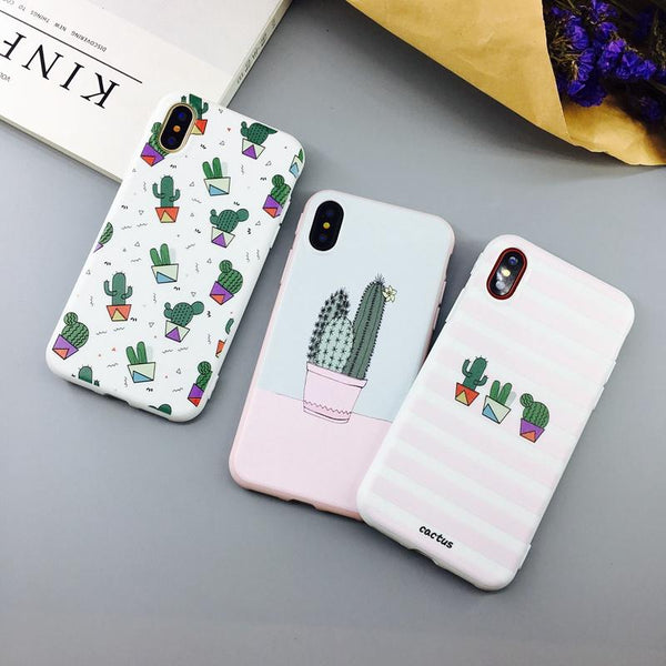 Fashion Soft TPU Rubber Silicon Cover Candy Color Art Leaf Print Phone Case for iPhone X 6 6s 7 8 Plus