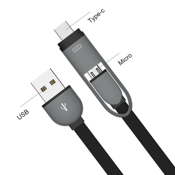 2 in 1 Type C Port Micro USB Cell Phone Retractable Data Transfer Charger Cable