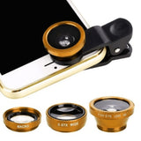 0.67x 3-in-1 Wide Angle Macro Fisheye Lens Camera Kits Mobile Phone Fish Eye Lenses with Clip