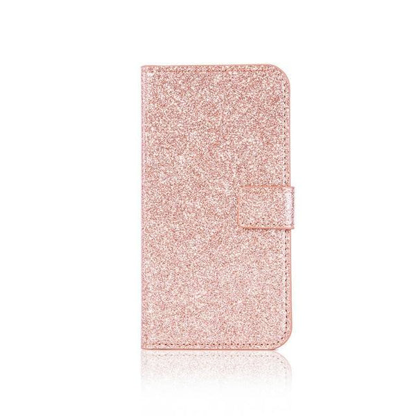 Glitter Card Slot Wallet PU Leather Phone Case Stand Cover for Samsung Galaxy S5 S6 S7 Edge S8 S9 Plus J3 J5