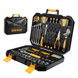 128 Pcs Socket Wrench Tool Set Auto Repair Mixed Tool Combination Package Hand Tool Kit with Plastic Toolbox Storage Case