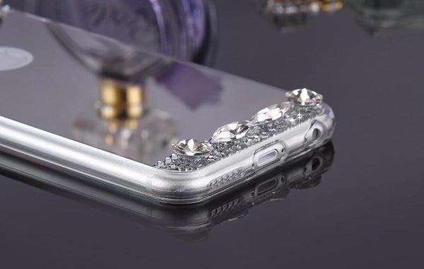 Glitter Diamond GirlsUltra Slim Soft TPU Capa Case Plus Plating Mirror Cases For iPhone 7 6 6s 5 5s SE X 10