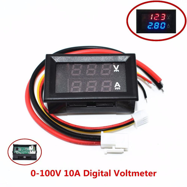 10A Amp Volt Gauge 0.28" Red Blue LED Dual Display Voltage Detector Digital Voltmeter Ammeter