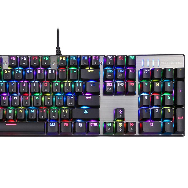 Russian English Blue Red Switch Gaming Wired Mechanical Metal Keyboard RGB with Mouse Pad CK104 for Computer