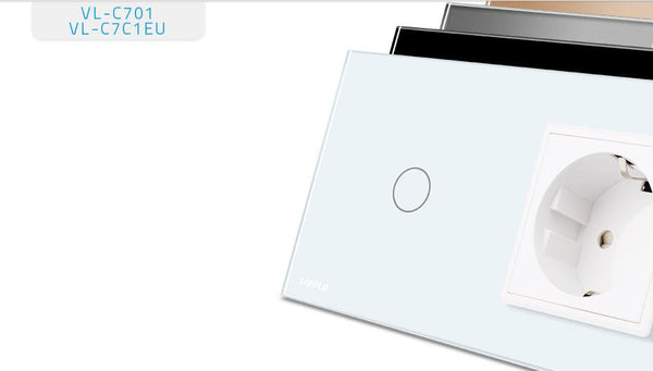 EU standard Touch Switch White Crystal Glass Panel  AC 220~250V 16A Wall Socket with Light Switch,Livolo VL-C701-11