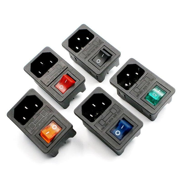 Rocker Switch Fused IEC320 C14 Inlet Power Socket Switch Connector Plug Connector With 10A Fuse
