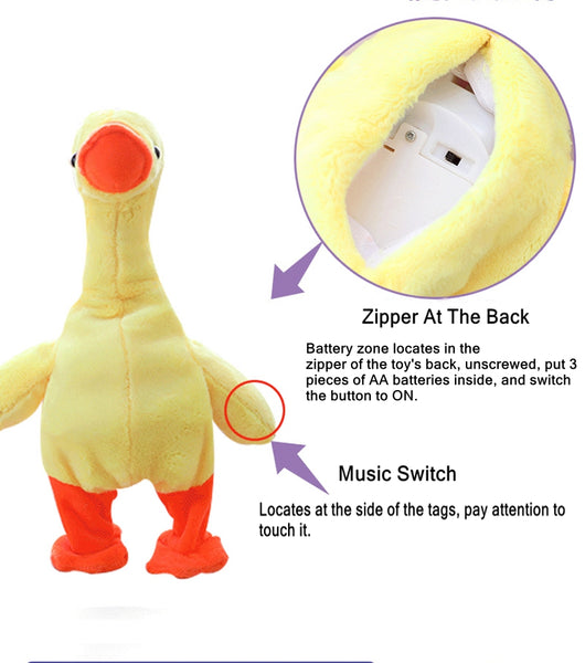 Electric Walking Singing Duck Soft Plush Stuffed Animals Doll Kids Toy