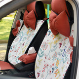 Vintage Car Seat Covers Car Neck Pillow Steering Wheel Cover Set For Women Ladies-R92