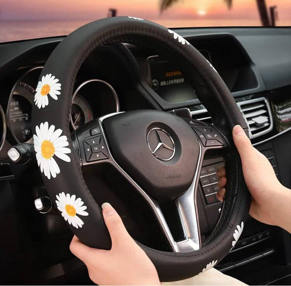 Steering Wheel Cover White Daisy – MADE BY TUS