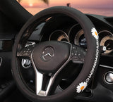 white-daisy-steering-wheel-cover-black