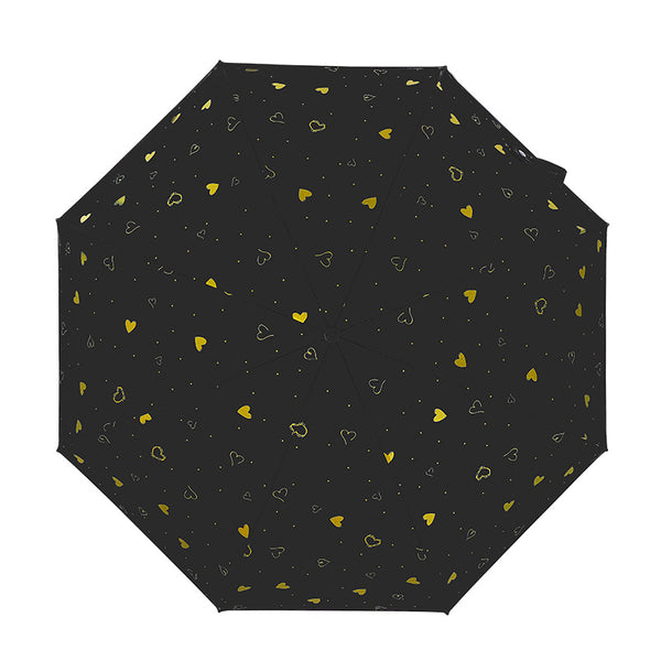 New Design 5-Fold Heart Pattern Mini Capsure Anti-UV Pocket Umbrella For Women Girls